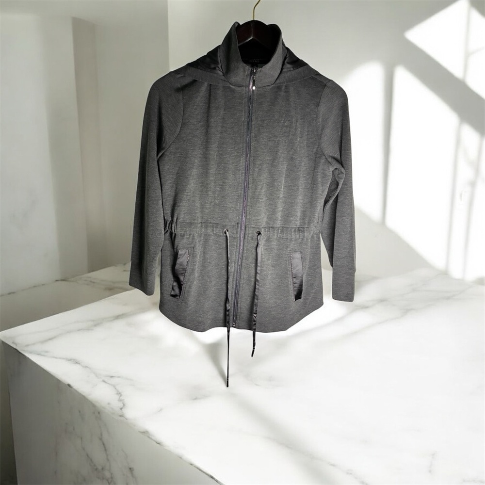 WOMEN SIZE  SP White House Black Market Charcoal Hooded Jacket